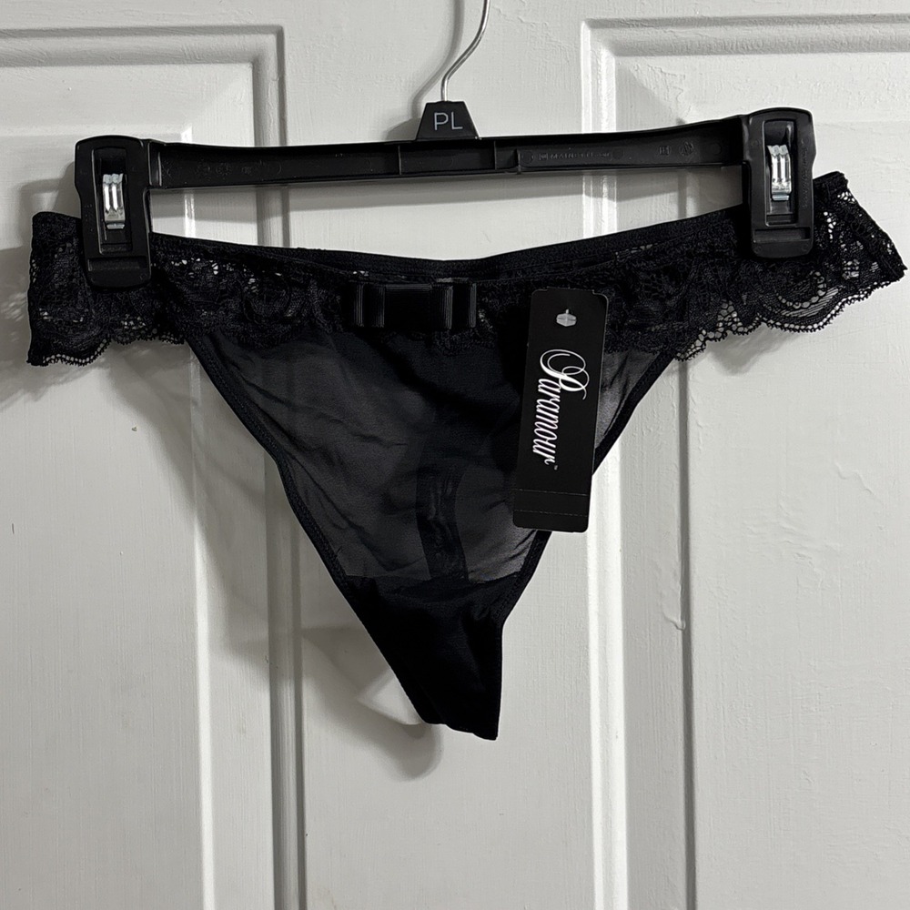 Paramour Black Thong Panty Lace Mesh "Sofia"
